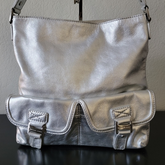 Michael Kors Handbags - Michael Kors Leather Hobo Bag Metallic Silver